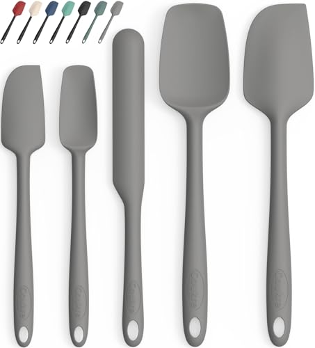 Coukre Silicone Spatula Set of 5,High Temperature Resistant, Food Grade Silicone, Dishwasher Safe, for Baking, Cooking (Pure Gray) - color: Pure Gray