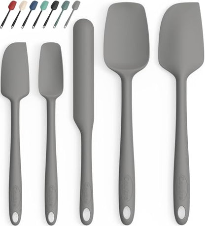 Coukre Silicone Spatula Set of 5,High Temperature Resistant, Food Grade Silicone, Dishwasher Safe, for Baking, Cooking (Pure Gray) - color: Pure Gray