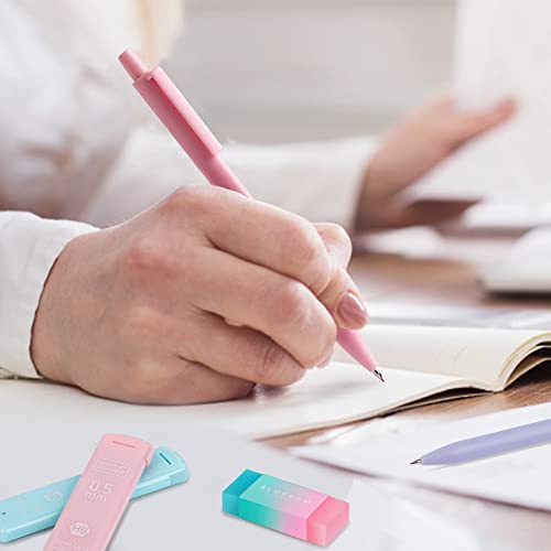 Four Candies Cute Mechanical Pencil Set, 6-Pack 0.5/0.7mm | 360 Lead Refills, 3 Erasers, 9 Eraser Refills, Storage Case, Back to School Supplies for Girls, Pastel Aesthetic Stationery - style: 0.5mm + 0.7mm