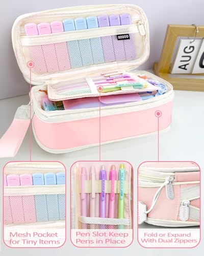 JIZHIYUAN 39PC Mechanical Pencil Set with 600 Lead Refills Pink Pencil Case | 0.5mm-2.0mm Mechanical Pencils, Aesthetic School Supplies Cute Stationary Set Come with Pencil Case for Teacher Coworker - color: Pink