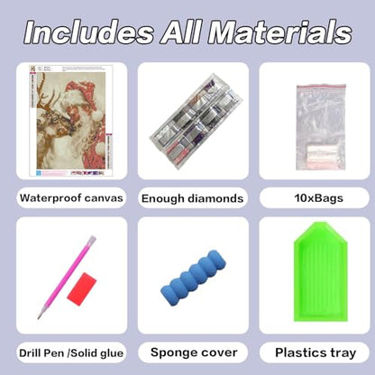 HHMATITS Christmas Diamond Art Kits for Adults 12 X 16Inch - color: Christmas-3