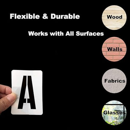 1 Inch Alphabet Letter Stencils for Painting - 42 Pack Letter and Number Stencil Templates with Signs for Painting on Wood, Reusable Numbers and Letters Stencils for Chalkboard Wood Signs & Wall Art - size: 1 Inch