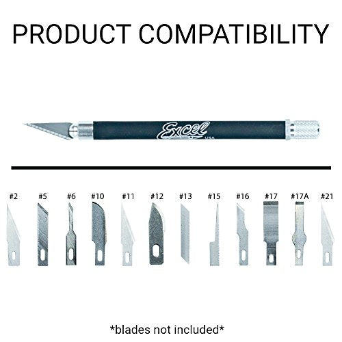 Soft Grip Hobby Knife, Excel Blades K18 with Safety Cap, American Made Light Duty Craft Knife (Black) - color: Black (1)