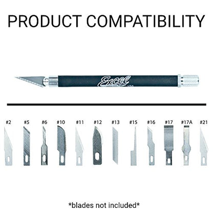 Soft Grip Hobby Knife, Excel Blades K18 with Safety Cap, American Made Light Duty Craft Knife (Black) - color: Black (1)