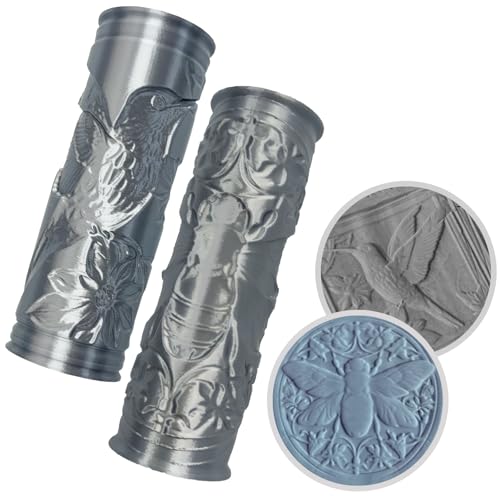 Pottery Clay Animal Texture Roller,Polymer Molding Art Hand Rollers Tools,Embossing Pattern Rolling Pins for DIY Crafts Making,4.1 Inches,Hummingbird and Bee,2 Piece - color: Hummingbird and Bee