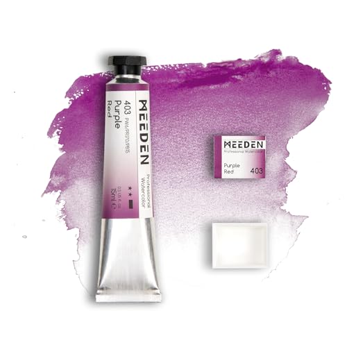 MEEDEN Professional Artist Watercolor Paint: Purple Red - 15ml/0.5oz | Water Color Tube, Semi-Moist Pigment Half Pan and Empty Matching Half Pan for Artists Pros - color: Purple Red