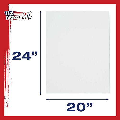 U.S. Art Supply 20 X 24 Inch Art Canvas Board Panels 12 Pack - 8 Ounce Heavyweight Cotton Acid Free Canvases for Painting Acrylics and Watercolor (1 Case of 12 Single Canvas Painting Panels) - size: 20" x 24"