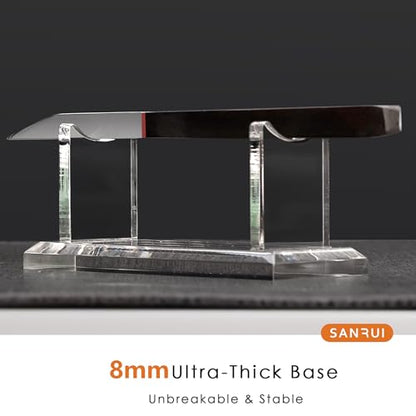 YUXUN Acrylic Pen Holder for Desk - Horizontal Single Pen Display | Fountain Pen Display with 8mm Thick Base | Fountain Pen Rest, Apple Pencil Stand, Crystal-Clear Desk Organizer - size: Single Pen Holder