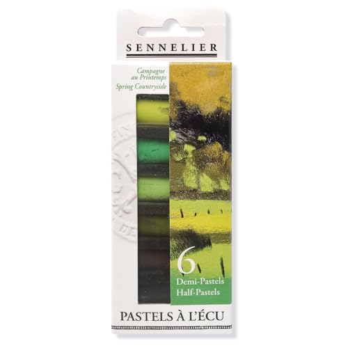 SENNELIER Extra-Soft French Pastel for Professional Artists, Half Pastel Spring insprired Set of 6 - color: Spring