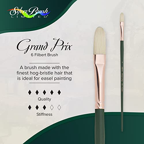 Silver Brush Limited Grand Prix Filbert Oil Paintbrush, Size 6 - size: Size 6