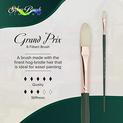 Silver Brush Limited Grand Prix Filbert Oil Paintbrush, Size 6 - size: Size 6