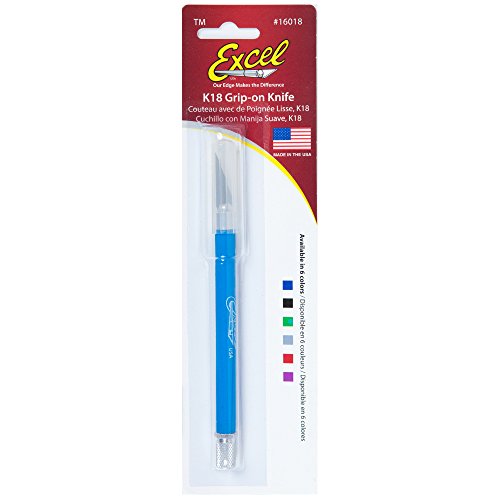 Soft Grip Hobby Knife, Excel Blades K18 with Safety Cap, American Made Light Duty Craft Knife (Blue) - color: Blue (1)