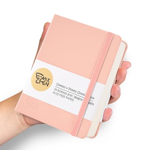 5.7x4.1" Hardcover Mixed Media sketchbook,Pocket Junk Journal Supplies - color: PU Cover-5.7x4.1in-Pink