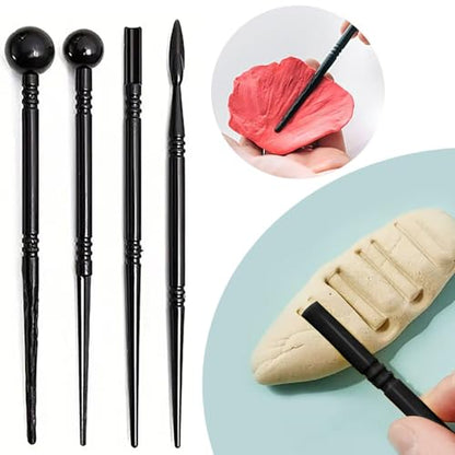 41PCS Polymer Clay Tools Kit, Clay Sculpting Art Tool Set with Wooden Carving Tools, Ball Stylus, Silicone Scrapers, Art Brushes for Pottery, Modeling, Nail Art, DIY Crafts for Beginners-Pink - color: 41Pcs-Pink