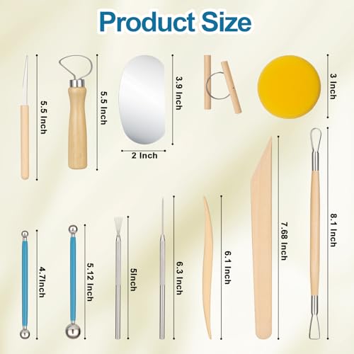 Amrules 12 Pcs Polymer Clay Sculpting Tools Kit for Adults, Light Yellow - color: Lightyellow-12Pcs