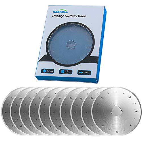 45mm Rotary Cutter Blades, 10 Pack 45mm Replace Rotary Blades Fits Fiskars, Olfa, Martelli, Truecut, DAFA Rotary Cutters for Quilting Scrapbooking Sewing Arts & Crafts, Sharp and Durable - color: 45MM Square hole Blades