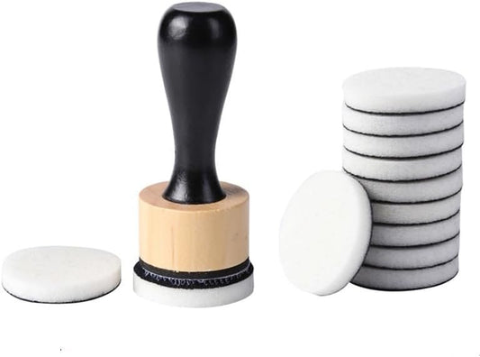 13 Pcs Ink Blending Tool Set, 1 Wooden Handle & 12 Domed Sponge Refill Pads for Stamping, Scrapbooking, Card Making, Distress Ink Art Supplies