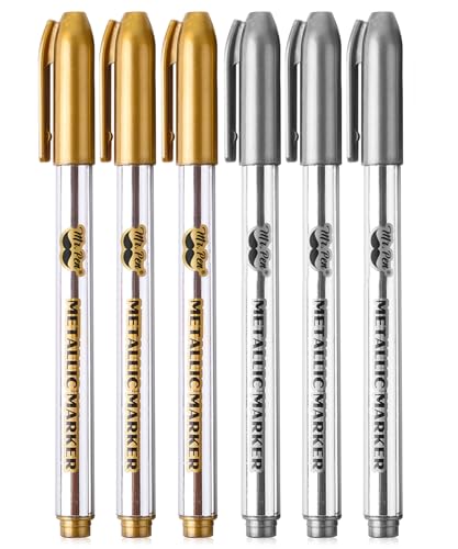 Mr. Pen- Metallic Paint Markers, 6 Pack, Silver Paint Marker, Gold Ink Pen | Silver Markers Permanent Metallic, Gold Metallic Marker - color: Silver and Gold, size: 6 Pack