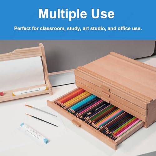 Falling in Art 4 Drawer Wooden Pastel Storage Box | Portable Organizer Box for Pastels, Pencils, Markers, Brushes and Art Supplies - size: 4-Drawer