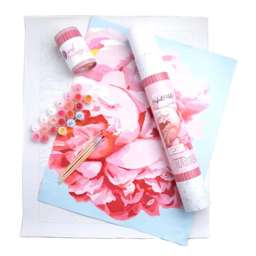 Pink Picasso Paint by Number Kit, for Adults & Teens,16x20, Perfect Petals | Botanical Floral Collection, Acrylic Paints and Brushes included, Pre-printed high quality canvas, DIY art kit, Gift-ready - color: Perfect Petals