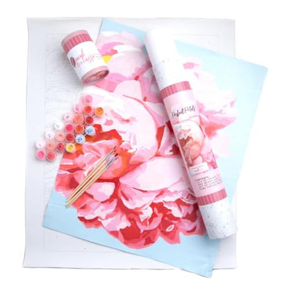 Pink Picasso Paint by Number Kit, for Adults & Teens,16x20, Perfect Petals | Botanical Floral Collection, Acrylic Paints and Brushes included, Pre-printed high quality canvas, DIY art kit, Gift-ready - color: Perfect Petals