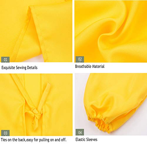 Lauthen.S 2 Pack Kids Art Smocks, Long Sleeve Artist Painting Aprons - color: Red + Yellow, size: L(8-12 Years)