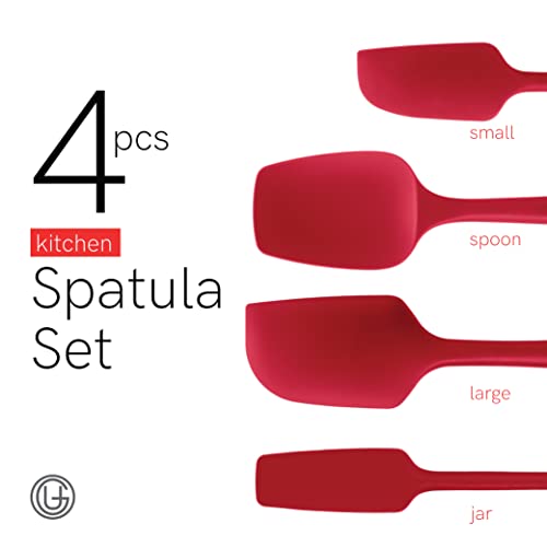 UpGood Silicone Spatula Set 600°F - High Heat Resistant Nonstick, Small and Large Kitchen Spatulas - Flexible BPA Free Professional Grade Cookware - Utensils for Cooking, Baking, Mixing(4 Pcs, Red) - color: Red, size: 4 Piece Set