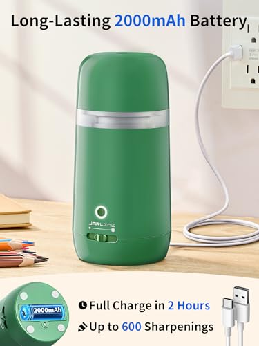 JARLINK Automatic Electric Pencil Sharpener, Rechargeable - color: Green