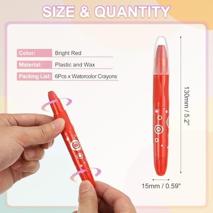 PATIKIL Watercolor Gel Crayon, 6Pcs Washable Twist Crayons for Coloring, Drawing, Painting, Bright Red (5.2x0.59) - color: Bright Red