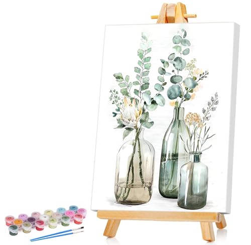 Ginkko Framed Paint by Numbers Kit for Adults, 8x12 inch, Flowers - color: Bottleflower framed, size: 8x12 Inch