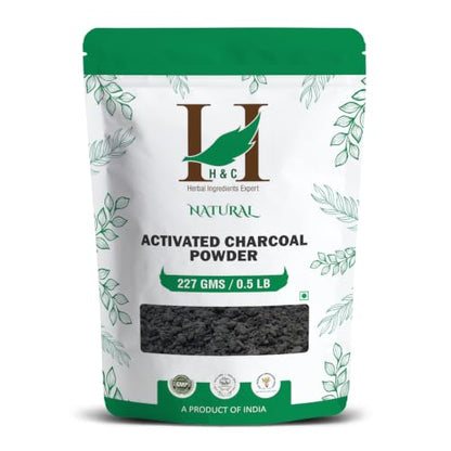 H&C Herbal Ingredients Expert Activated Charcoal Powder 227 gm / 0.5 lb |for Teeth Whitening & Face Mask | Supports Clear Skin by Removing Impurities & Excess Oil