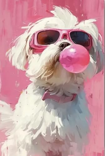 FunLynJoy Paint by Numbers for Adults Beginner, Funny Animals Paint by Numbers Funny Pet 16 x 20 Inch (Dog-04) - color: Dog-04
