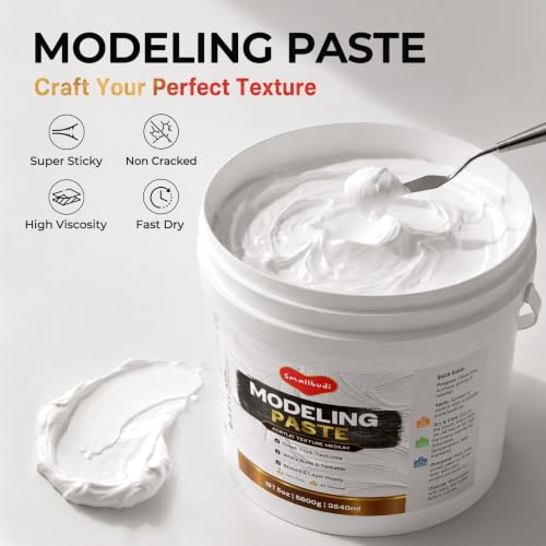 Smallbudi Large Bulk Modeling Paste 3840ml/197.5 oz, High Density Acrylic Medium for Texture Art, Structural Molding Texture Paste for Acrylic Painting, Canvas, Sculpture, Art Projects, DIY, 3D Effect - size: 3840 ml