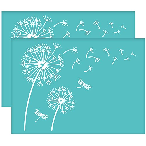 OLYCRAFT 2Pcs Self-Adhesive Silk Screen Printing Stencils Dandelion Mesh Transfers Stencil Dragonfly Pattern Silk Screen Stencil for Painting on Wood DIY T-Shirt Fabric 7.7x5.5 inch - color: Dandelion