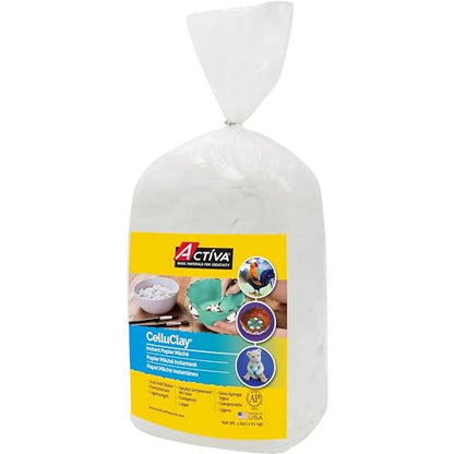 Activa CelluClay Instant Paper Mâché, White, 4lb (1.8kg) Sculpting & Texturing Material for Arts & Crafts