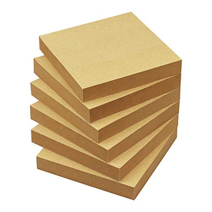Sticky Notes 3x3 with Bright Colors, 6 Pads 100 Sheets/Pad (Kraft Paper) | Brown Self-Stick Notes Pads, 600 Sheets Total, Easy to Stick and Remove, Perfect for Office, School and Home - color: Kraft Paper