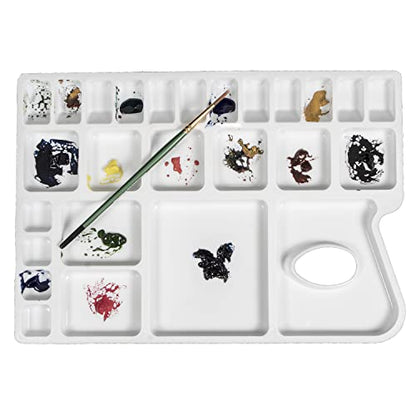 Zahepa Watercolor Palette Tray with Thumb Hole, 20 Wells, Paint Mixing Box | Travel-Friendly Design With Thumb Hole, 16 Color Compartments, 8 Mixing & 2 Water Storage Areas - style: Rectangle - 16 Compartments