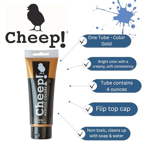 Cheep! Acrylic Paints, 4 oz. Tube - Gold, Perfect for Artists - Quality Acrylic Paint Heavy Body Paint Artist and Student - color: Gold