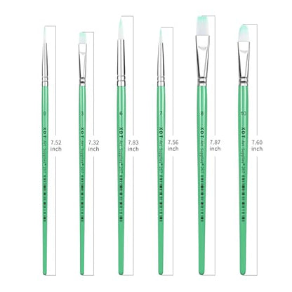 XDT#267 6Pcs Paint Brush Set for Acrylic Watercolor Oil – Professional Art Brushes with Ergonomic Handle, Non-Shedding Nylon Hair for Adults Kids Craft Painting - color: Green 6pcs