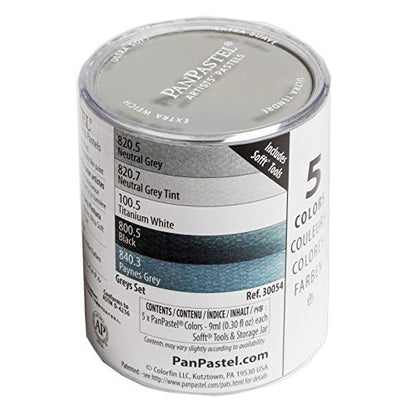 PanPastel Artist Pastels by GOLDEN, Grays Set, 5 Color, Professional Artist Pastels, Unique Pan Format (cake-like) - color: Multicolor, style: Black, Gray and White