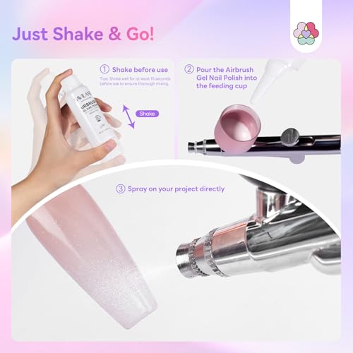 SAVILAND Airbrush Gel Nail Polish: 50 ml Dilution-Free White Gel Nail Polish Non-Acetone Airbrush Paint for Nails with Fine Mist for Gradient Ombre Blush French Nails Art Paint Salon - color: White Pro