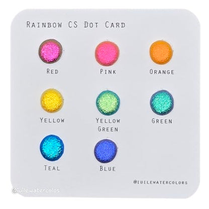 IUILE Handmade Watercolor Paints - Rainbow Dot Card (8 colors). Color Shift, Metallic, Shiny, Shimmer - color: Rainbow Dot