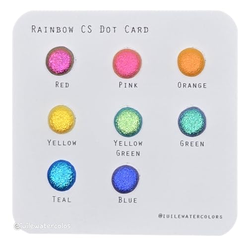 IUILE Handmade Watercolor Paints - Rainbow Dot Card (8 colors). Color Shift, Metallic, Shiny, Shimmer - color: Rainbow Dot