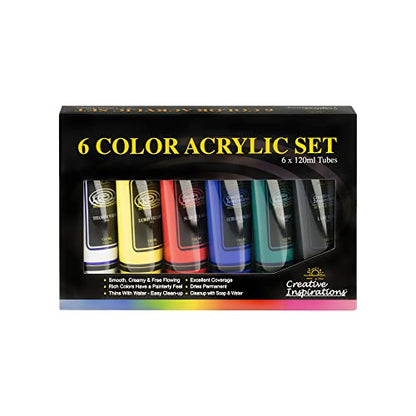 Creative Inspirations Acrylic Paint Set of 6 – 120ml Tubes Art Paint Set for Classroom, Educator & More - Paint Supplies