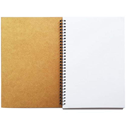 Twinkle Spiral Notebook, 2 Pack Spiral Journal, Sketchpad of Thick Pure White Paper, 10" X7” (Khaki, Blank) - color: Khaki