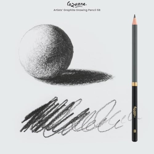 Cezanne Graphite Drawing Pencils Set - 6B, Set of 12 Break-Resistant Graphite Lead, Easy-to-Sharpen Sketch Pencils, Master Artist Quality Graphite Pencils for Technical and Artistic Drawing - color: 6B, size: Set of 12