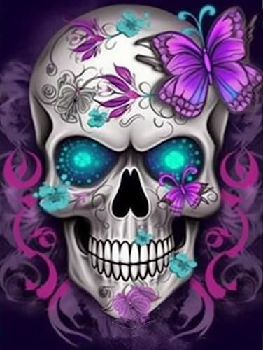 Diymood DIY 5D Diamond Paintings by Number kit, DIY Painting Skull 349 with Diamond Art Kits for Adults Full Diamond Canvas Home Wall Decoration Painting 30x40cm (12x16 inches) - color: Colorful8