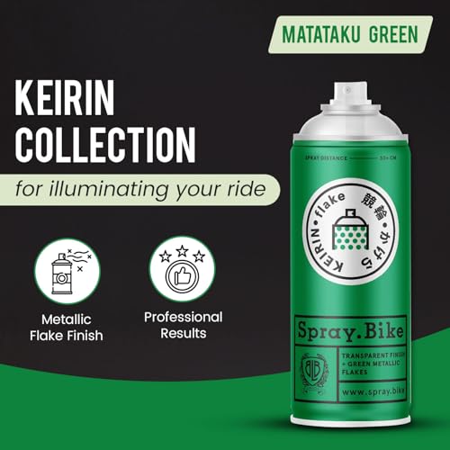 Spray.Bike Keirin Flake Finishing Coat - Matataku Green, 400ml | Metal Flake Spray Paint Coating | Glitter Spray Paint Topcoat for Steel, Aluminum - color: Flake Green