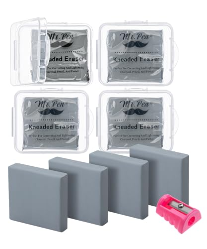 Mr. Pen- Kneaded Eraser Set, 4 Pack - color: Gray, size: 4 Pack, 2" x 1.77"