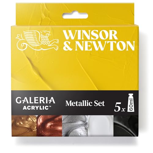 Winsor & Newton Galeria Acrylic Paint Set, 5 x 60ml (2-oz) Tubes, Metallic | Introductory Acrylic Paint made with Professional Pigments, Perfect for Beginners, Buttery Texture, High Tinting Strength - size: 2 Fl Oz (Pack of 5), style: 5 x 60ml (2-oz) Tube